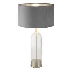 Oxford 44cm Grijs tafellamp Van Searchlight - De stijlvolle vorm van het scherm zorgt voor een uitgebalanceerd ontwerp dat zowel in traditionele als moderne interieurs past.
