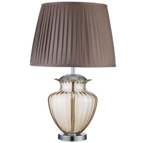 Elina 70cm Bruin tafellamp Van Searchlight - De lamp is gecombineerd met een eenvoudige bruine stoffen kap die zorgt voor een aangenaam, diffuus licht - perfect voor het creëren van een ontspannen sfeer.