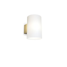 Evoke L Satijn messing/opaal wandlamp Van Herstal - Den smarta konstruktionen med b&aring;de upp- och nerljus g&ouml;r den till ett utm&auml;rkt val f&ouml;r att belysa din hall, vardagsrum eller sovrum p&aring; ett subtilt men effektfullt s&auml;tt.