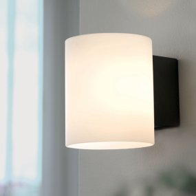 Evoke S Opaal/antraciet wandlamp Van Herstal - Den smarta konstruktionen med b&aring;de upp- och nerljus g&ouml;r den till ett utm&auml;rkt val f&ouml;r att belysa din hall, vardagsrum eller sovrum p&aring; ett subtilt men effektfullt s&auml;tt.