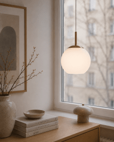  Globi Ø15 Messing/wit raamlamp Van Nordic Lighting - De Globi raamlamp is een stijlvolle en moderne lamp die de kamer een warme en gezellige sfeer geeft.