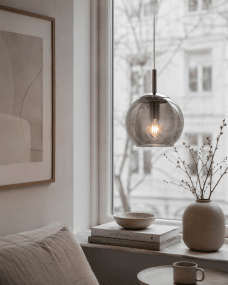  Globi Ø15 Chroom/gerookt raamlamp Van Nordic Lighting - De Globi raamlamp is een stijlvolle en moderne lamp die de kamer een warme en gezellige sfeer geeft.