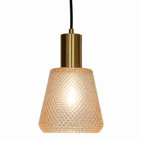 Daimon Ø15 Amber raamlamp Van Lampan - De amberkleurige glazen kap heeft een prachtig patroon dat zorgt voor een levendig en sfeervol licht.