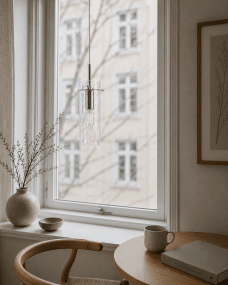 Cilinda Ø7 Chroom/transparant raamlamp Van Nordic Lighting - Het heldere glas zorgt voor een mooie lichtspreiding en in combinatie met het metaal met chromen afwerking vormt het een stijlvol interieurdetail.