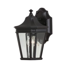 Cotswold Lane Zwart buitenlamp Van Elstead Lighting - De heldere en formele stijl van de lamp draagt bij aan een traditionele esthetiek die is geïnspireerd op oudere verlichting.