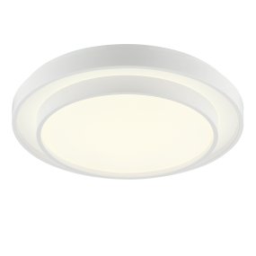 Faruz Ø40 Wit Van Brilliant - Faruz is een stijlvolle plafondlamp van kunststof en metaal, ontworpen met een wit frame en een wit led-paneel voor een moderne look die perfect past in slaapkamers of andere rustige omgevingen.