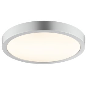Jade Ø28 Zilver badkamerlamp Van Brilliant - Het zilveren frame omsluit een groot ledpaneel dat een helder en egaal licht over het hele oppervlak uitstraalt - perfect voor ruimtes waar goede verlichting belangrijk is.