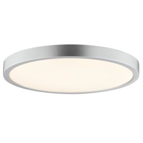 Jade Ø38 Zilver badkamerlamp Van Brilliant - Het zilveren frame omsluit een groot ledpaneel dat een helder en egaal licht over het hele oppervlak uitstraalt - perfect voor ruimtes waar goede verlichting belangrijk is.