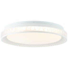Burlie Ø40 Wit plafondlamp Van Brilliant - Het ge&iuml;ntegreerde ledpaneel straalt een helder licht van 2400 lm uit dat in drie stappen dimbaar is met de meegeleverde afstandsbediening.