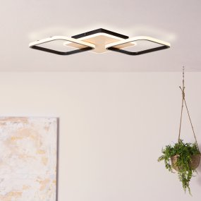 Dennet 62cm Zwart plafondlamp Van Brilliant - De ledstrips geven een warm wit en helder licht dat in drie stappen dimbaar is met uw gewone wandschakelaar.
