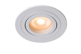 Tube spotlight GU10 Wit Van Lucide - Tube is een ronde inbouwspot van wit aluminium met een diameter van circa 9 cm.