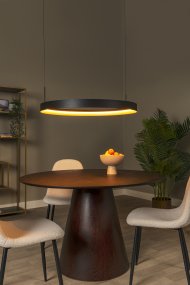Radiant Ø80 Zwart Van Lucide - De ronde kap heeft een elegante binnenkant in een metallic champagnekleur, wat een exclusief contrast cre&euml;ert en de warme lichtuitstraling versterkt.