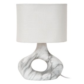 Tomeo 30cm Wit Van Lucide - De ovale lampenkap van wit textiel verspreidt een zacht en aangenaam licht en vormt een mooie aanvulling op de vorm van de voet.