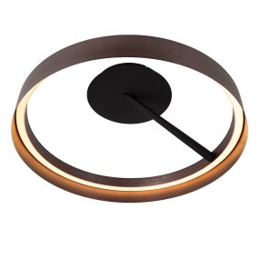 Leonard Ø55 Bruin plafondlamp Van Lucide - De lamp is in drie stappen dimbaar met een standaard wandschakelaar, waardoor de helderheid eenvoudig aan de situatie kan worden aangepast.
