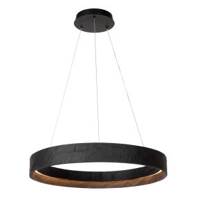 Adelante Ø60 Zwart Van Lucide - De ronde kap heeft een levendige, onregelmatige structuur die een exclusieve uitstraling geeft en de illusie van natuursteen cre&euml;ert.