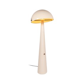 Barone Crème wit vloerlamp Van Lucide - Barone is een elegante metalen vloerlamp met een zachte cr&egrave;mekleurige afwerking en stijlvolle messing details.