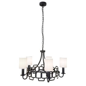 Sabina Ø72 Zwart hanglamp Van Elstead Lighting - De zwarte ketting versterkt de stijlvolle uitstraling van de kroonluchter en maakt van Sabina een prachtige blikvanger boven de eettafel of in de woonkamer.