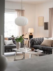 Hilma Lampenkap Ø40 Excl. Ophangsysteem Gebroken wit hanglamp Van PR Home - Hilma plafondlamp in een geribbelde jerseystof.