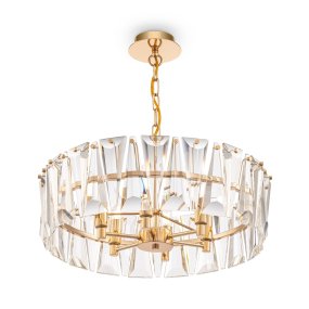 Puntes Ø52 Goud kristal Van Maytoni - Puntes is een elegante plafondkroonluchter van goudkleurig metaal met fonkelende prisma's die de lichtbronnen omringen en een magisch lichtspel cre&euml;ren wanneer de lamp brandt.