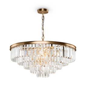 Revero Ø70 Messing kristal Van Maytoni - Een perfect interieurdetail om een luxe gevoel te cre&euml;ren in de hal, woonkamer of boven de eetkamer - waar het zowel als lichtbron als versiering aan het plafond fungeert.