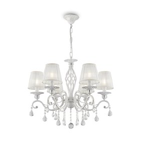 Grace Ø65 Wit hanglamp Van Maytoni - Grace is een klassieke metalen kroonluchter met een prachtige antiekwitte afwerking.