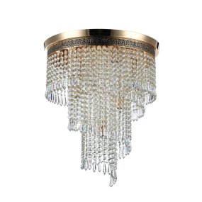 Cascade Ø42 Goud Van Maytoni - De decoratieve prisma's hangen op verschillende niveaus en omarmen de lichtbronnen, waardoor een stralend lichtspel en een exclusieve uitstraling ontstaat.