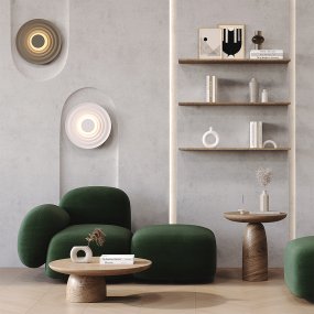 Nami Ø40 Wit wandlamp Van Maytoni - Gemaakt van metaal met een elegante witte afwerking, cre&euml;ert hij een stijlvolle uitstraling die zowel in de hal als in de woonkamer of keuken past.