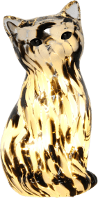 Katt 22cm Zwart-wit tafellamp Van Pixie Design - Deze decoratieve glazen tafellamp heeft de vorm van een elegante kat en een gemarmerd oppervlak in zwart-wit, waardoor elk exemplaar een unieke uitstraling krijgt.