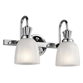 Cora 40cm Gepolijst chroom badkamerlamp Van Elstead Lighting - Deze collectie maakt gebruik van LED-verlichting en heeft elegante rondingen en strakke lijnen die een modern tintje aan de uitstraling toevoegen.