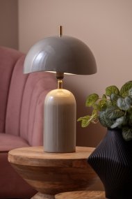 Querido 40cm Grijs tafellamp Van Leitmotiv - Gemaakt van metaal met een glanzende grijze afwerking en goudkleurige details, is het een stijlvolle aanwinst voor uw huis.