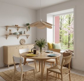 Magnolia Ø80 Beige hanglamp Van Cottex - De lamp heeft een metalen frame en zacht gevormde bladeren, bekleed met beige textiel, wat een prachtig en luchtig silhouet cre&euml;ert.