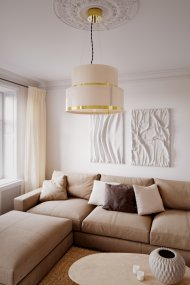 Marcel Ø50 Wit hanglamp Van By Rydéns - Marcel is een prachtige plafondlamp en met zijn messing details voegt hij elegantie toe aan de kamer.
