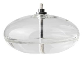 Oljelampa Aura Liten Helder glas Van Mette Ditmer - Het elegante ontwerp en het rookglas verspreiden een zacht, warm licht dat een kalme en gezellige sfeer geeft.
