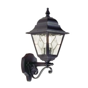 Norfolk Zwart buitenlamp Van Elstead Lighting - De wandlamp Norfolk heeft een elegant en tijdloos design dankzij de glas-in-loodpanelen.