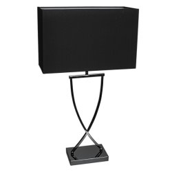 Omega 70cm Zwart tafellamp Van By Rydéns - Kies tussen een heldere Omega met een luxe basis in glanzend chroom en een witte linnen kap, of een stijlvolle basis in zwart chroom en een zwarte linnen kap.