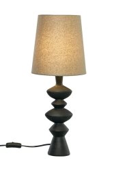Nina 54cm Zwart tafellamp Van Aneta Lighting - Met een stoffen kap die een aangenaam licht verspreidt en een lampenvoet met een licht ruwe structuur.