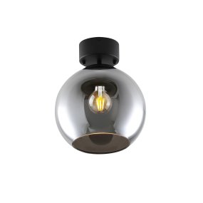 Globi Ø25 Zwart/Rookkleurig plafondlamp Van Nordic Lighting - De lamp is gemaakt van zwart metaal met een exclusieve kap van rookglas die een zachte, aangename gloed verspreidt.