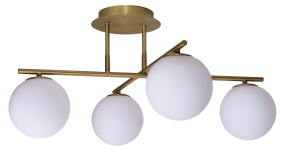 Globi 4 Ø65 Geborsteld messing/wit plafondlamp Van Nordic Lighting - Globi 4 is een elegante plafondlamp die een stijlvolle uitstraling en een zacht, aangenaam licht geeft.