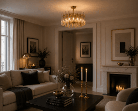 Lancaster Ø54 Messing/amber kristal Van Lampan - Met zijn decoratieve vorm is de Lancaster een blikvanger in de ruimte, perfect voor de woonkamer, eetkamer of hal waar u een uitnodigende en verfijnde sfeer wilt cre&euml;ren.