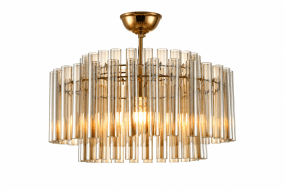 Lancaster Ø54 Messing/amber kristal Van Lampan - Met zijn decoratieve vorm is de Lancaster een blikvanger in de ruimte, perfect voor de woonkamer, eetkamer of hal waar u een uitnodigende en verfijnde sfeer wilt cre&euml;ren.