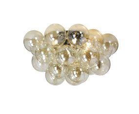Monaco Ø50 Amber plafondlamp Van Lampan - De Monaco heeft een matzwarte afwerking en is voorzien van 24 amberkleurige glazen kappen die in een cluster zijn geplaatst.
