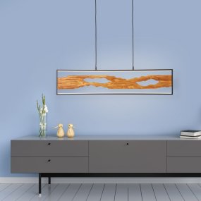Chaumont 100cm Hout hanglamp Van Brilliant - Chaumont is een stijlvolle hanglamp die zowel boven de keuken als de eettafel past en een decoratief element in de kamer vormt.