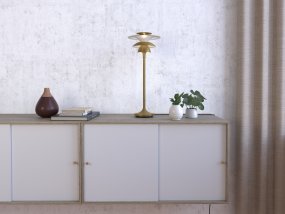 Picasso 45cm Messing tafellamp Van Belid - De metalen kappen zorgen voor schitteringsvrij licht dat de kamer vult met een aangename en sfeervolle sfeer.