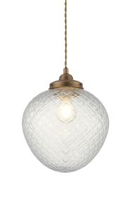 Gatsby Ø25 Antiek messing Van Aneta Lighting - De Gatsby plafondlamp heeft een klassieke en elegante uitstraling met details in antiek messing en een decoratieve kap van helder, zwart glas.