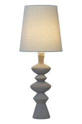 Nina 54cm Grijs tafellamp Van Aneta Lighting - Met een stoffen kap die een aangenaam licht verspreidt en een lampenvoet met een licht ruwe structuur.