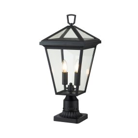 Alford Place 50cm Zwart Van Elstead Lighting - Het robuuste zwarte aluminium frame en de heldere glaspartijen cre&euml;ren een verfijnde uitstraling en verspreiden het licht gelijkmatig en mooi.