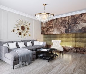 Revero Ø70 Messing kristal Van Maytoni - Een perfect interieurdetail om een luxe gevoel te cre&euml;ren in de hal, woonkamer of boven de eetkamer - waar het zowel als lichtbron als versiering aan het plafond fungeert.