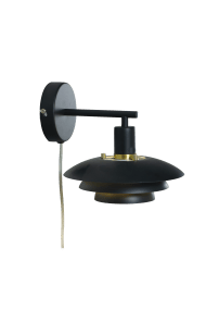 Epsilon 24cm Zwart wandlamp Van Aneta Lighting - Epsilon wordt geleverd met twee sets decoratieve ringen en knoppen, kies tussen chroom en mat messing, afhankelijk van wat het beste bij uw interieur past.