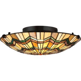 Alscott Ø42 Veelkleurig Van Elstead Lighting - De prachtige lampenkap is kunstig gerangschikt en heeft een subtiel groen streepjesaccent, wat een verfijnde toets toevoegt.