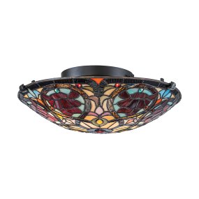 Larissa Ø42 Veelkleurig Van Elstead Lighting - Wanneer de lamp brandt, worden de verschillende kleuren van het glas benadrukt en creëren ze een warm en sfeervol licht in de kamer.